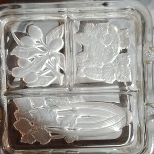 7-in vintage crystal serving dish three tray